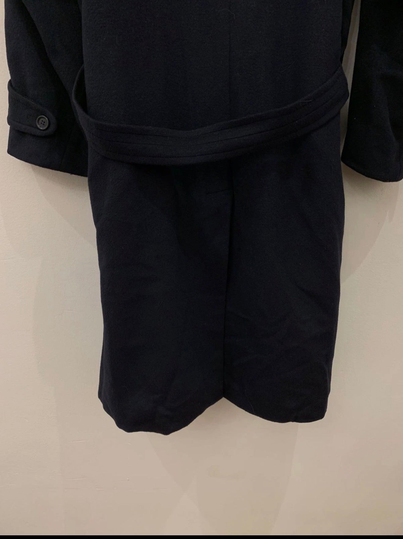 Vintage Bianchi Wool Cashmere blend navy belted raglan classic over coat 42R