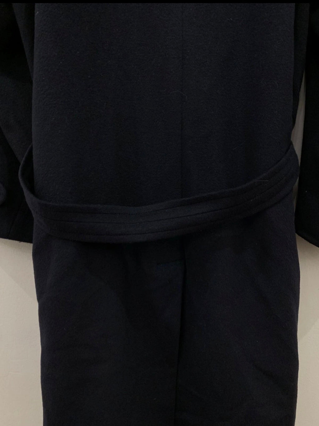 Vintage Bianchi Wool Cashmere blend navy belted raglan classic over coat 42R