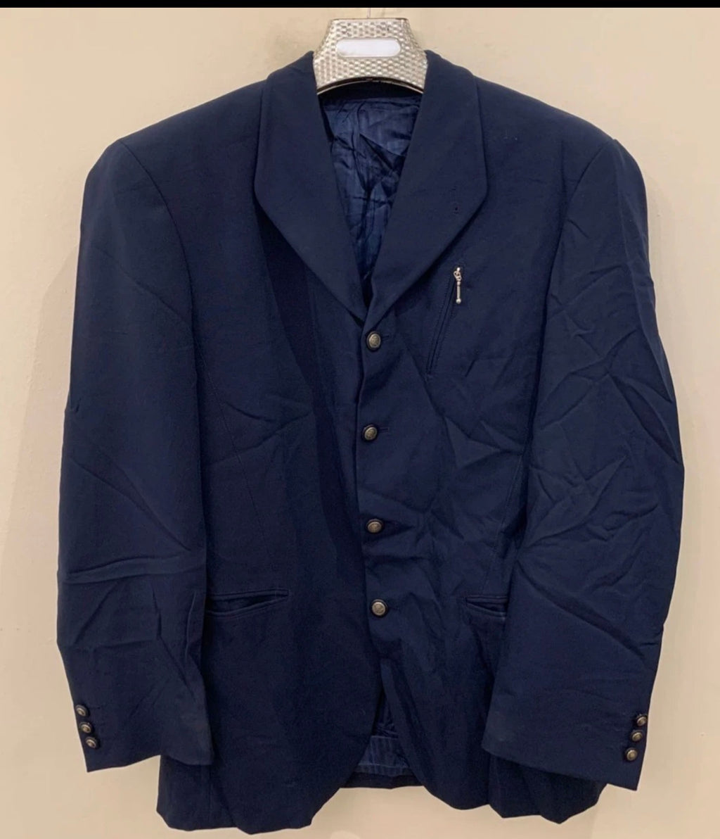 Vintage unique classic navy 4 button metal button suit 42R