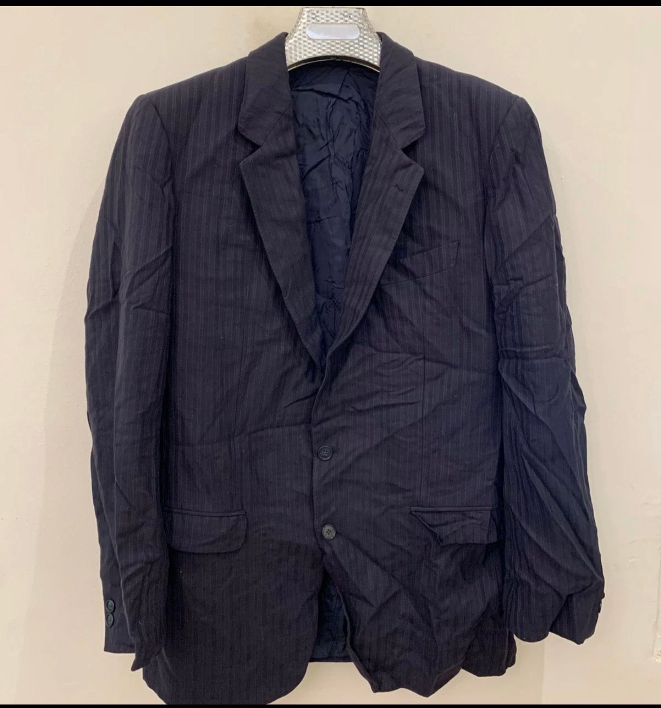 Vintage Piattelli Roma pure wool classic navy 2 button suit 40R 40L