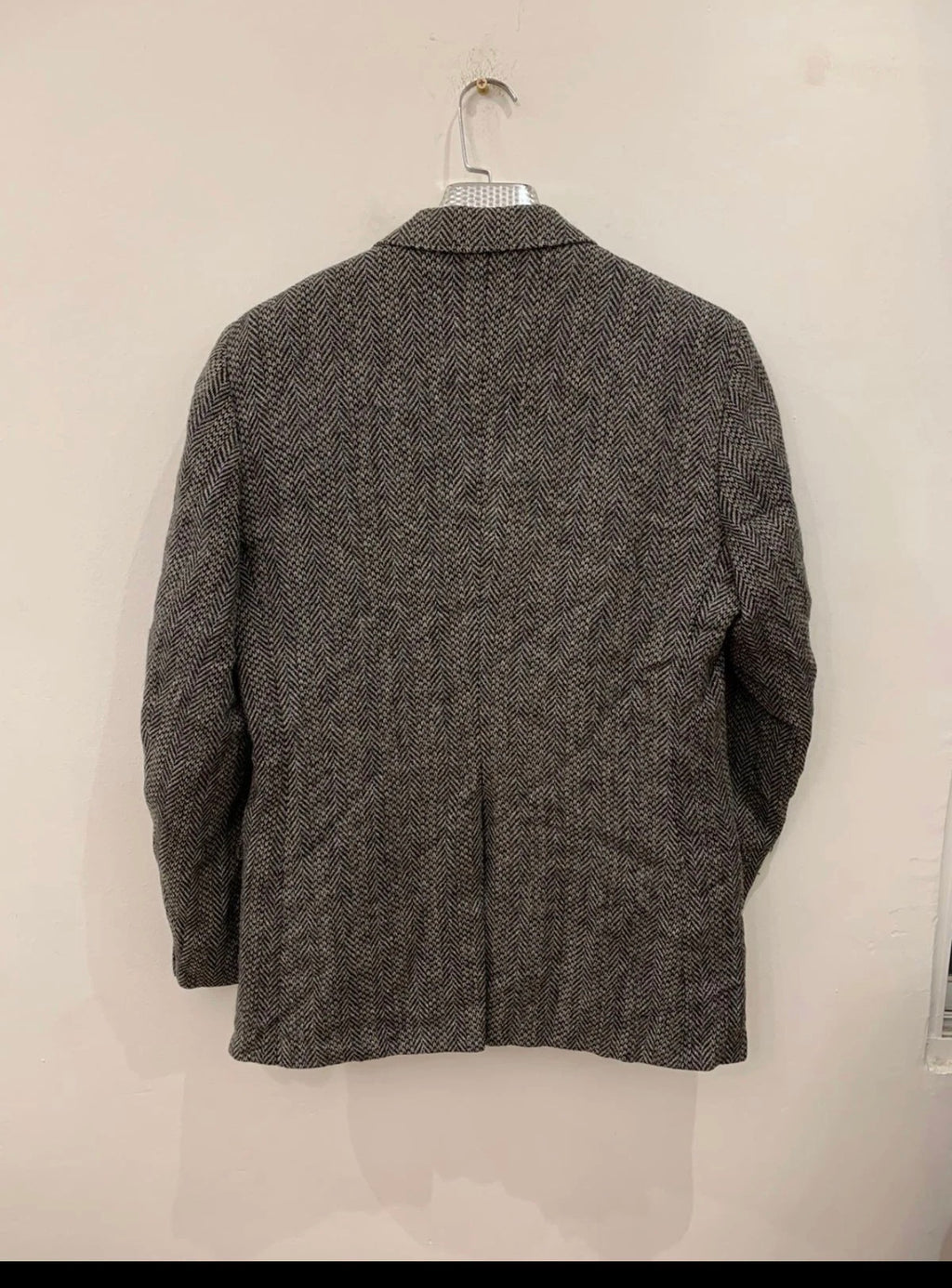 Vintage pure wool handwoven Tweed herringbone brown hunting jacket blazer 38R