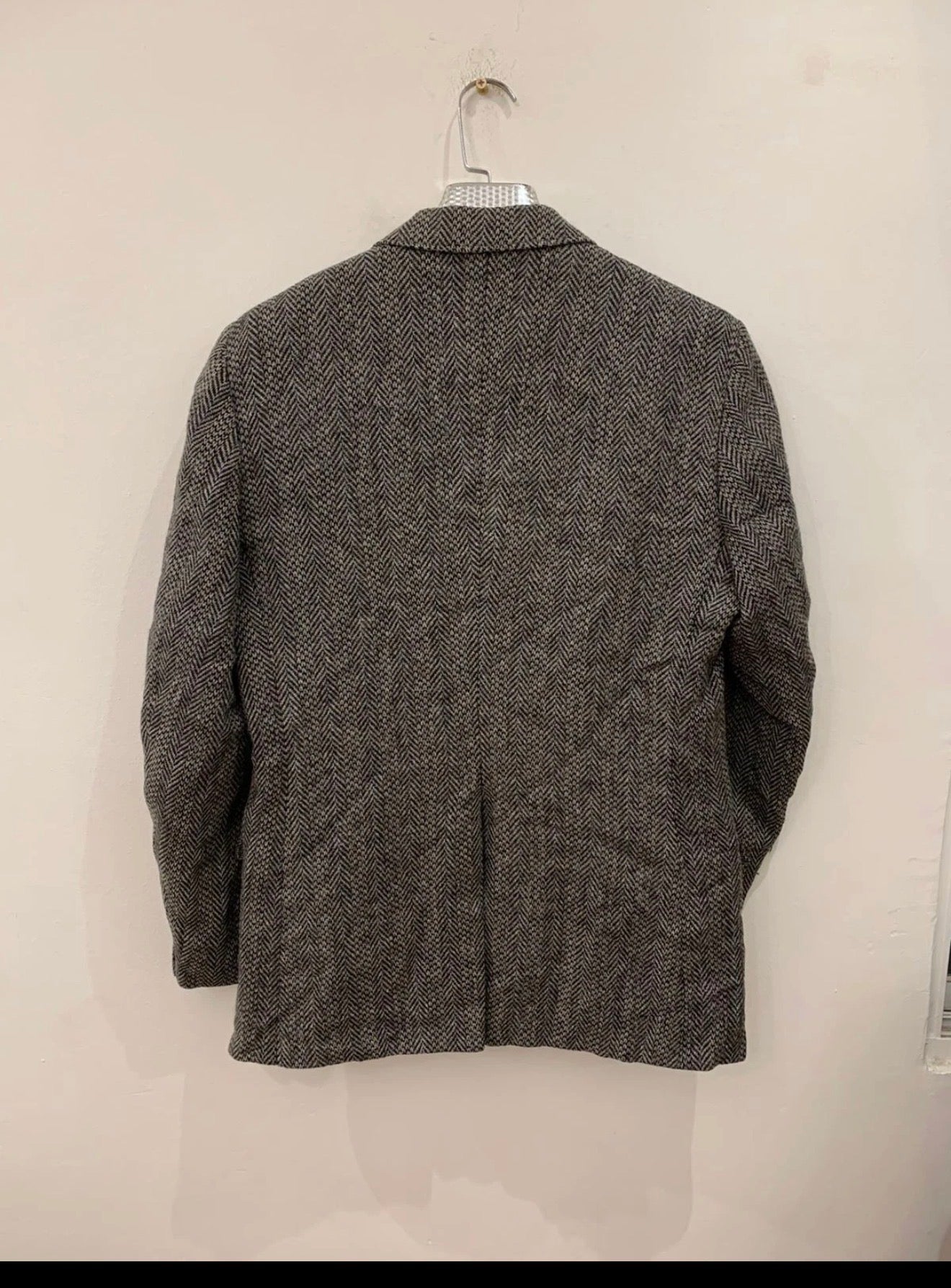 Vintage pure wool handwoven Tweed herringbone brown hunting jacket blazer 38R