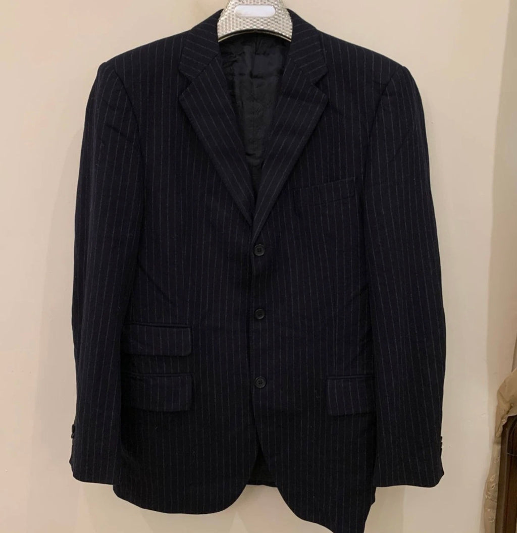 Classic Patrick Hellmann Superfine wool navy chalk stripes jacket blazer 40L