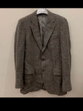 Vintage pure wool handwoven tweed glen check gray hunting jacket blazer 38L 38R