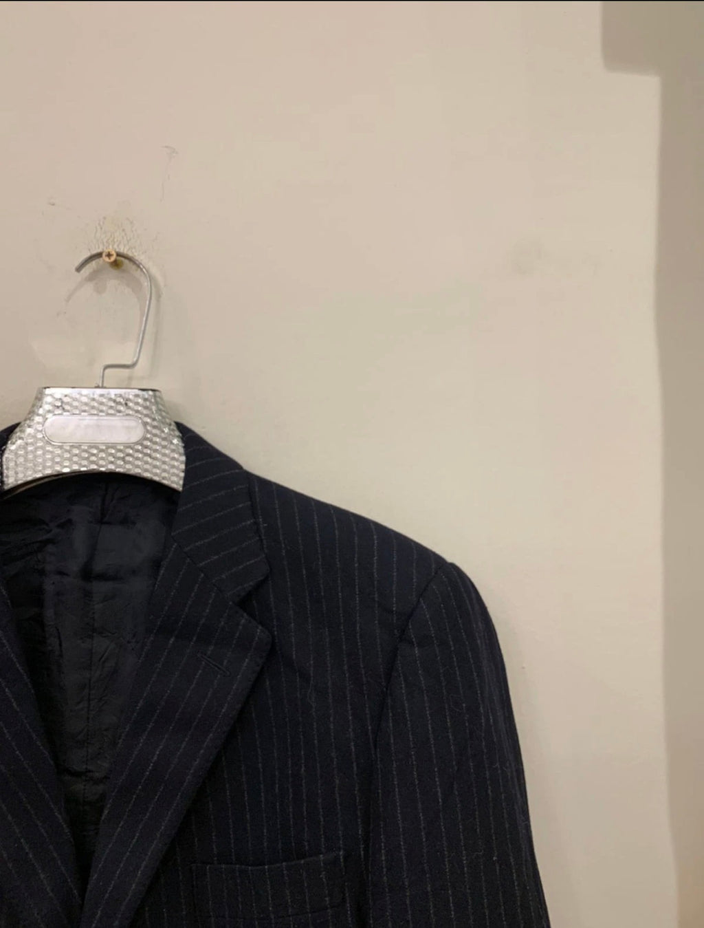 Classic Patrick Hellmann Superfine wool navy chalk stripes jacket blazer 40L