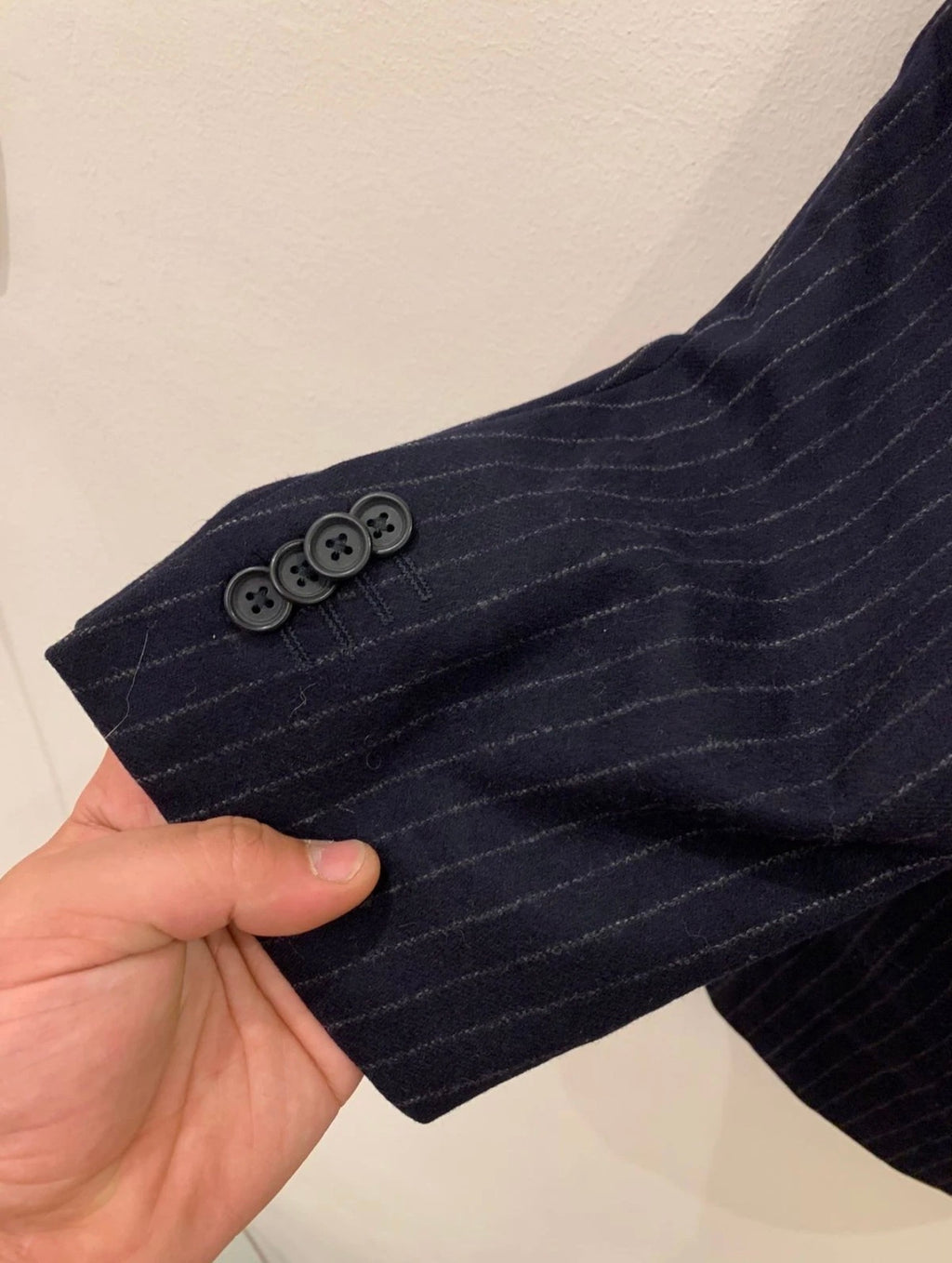 Classic Patrick Hellmann Superfine wool navy chalk stripes jacket blazer 40L