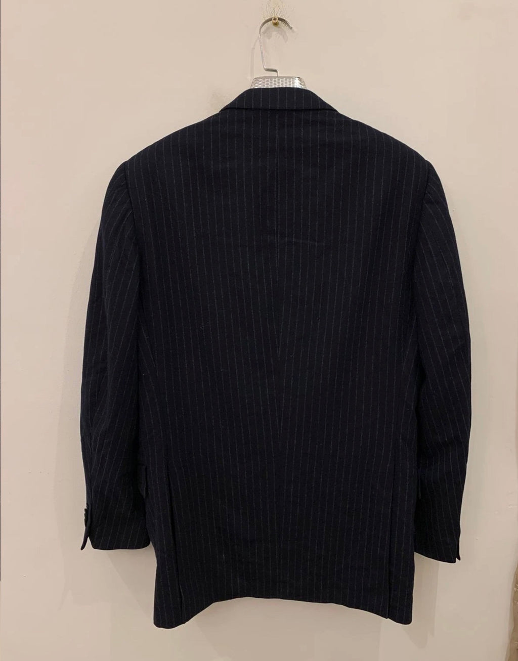 Classic Patrick Hellmann Superfine wool navy chalk stripes jacket blazer 40L