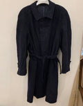 Vintage wool cashmere blend belted navy classic raglan over coat 48R 48L XL