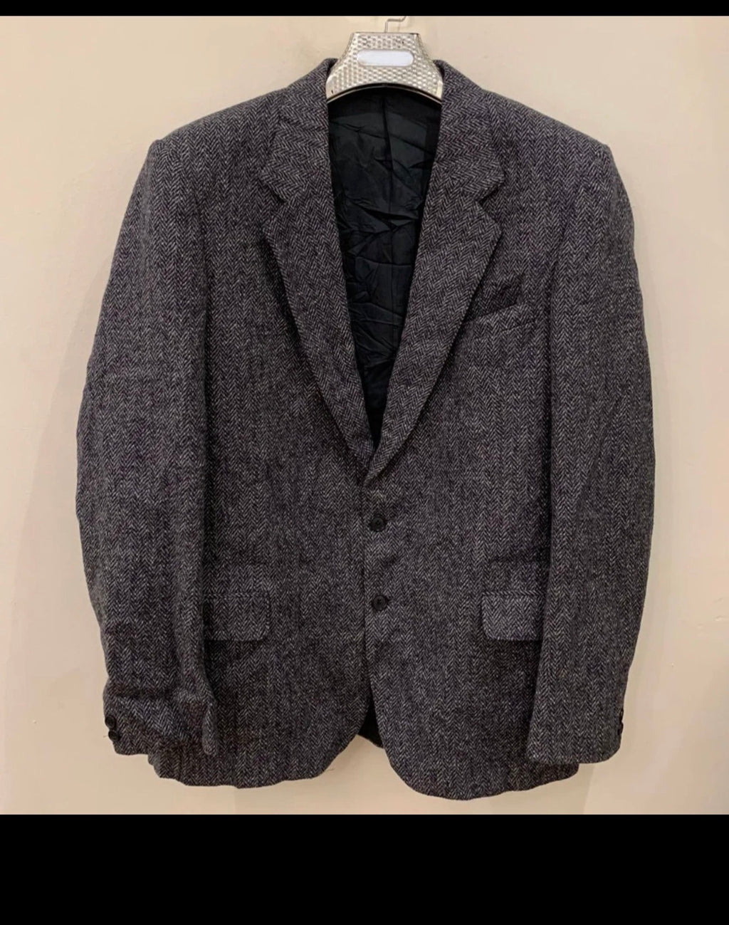 Vintage pure wool handwoven Tweed herringbone hunting jacket blazer 44L