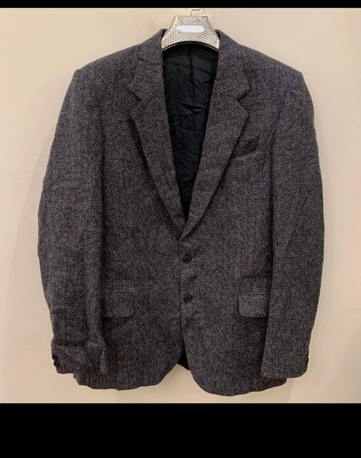 Vintage pure wool handwoven Tweed herringbone hunting jacket blazer 44L