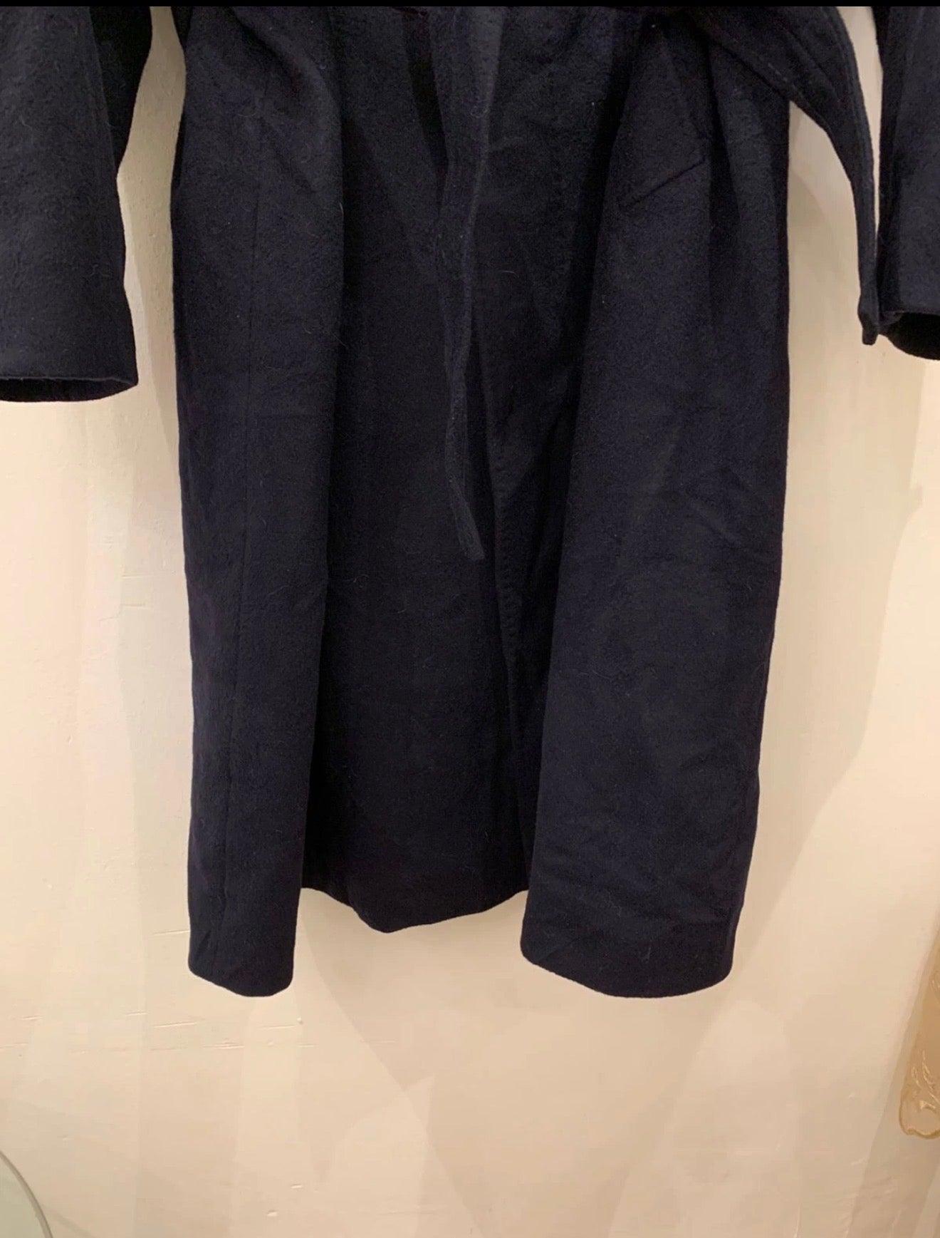 Vintage wool cashmere blend belted navy classic raglan over coat 48R 48L XL