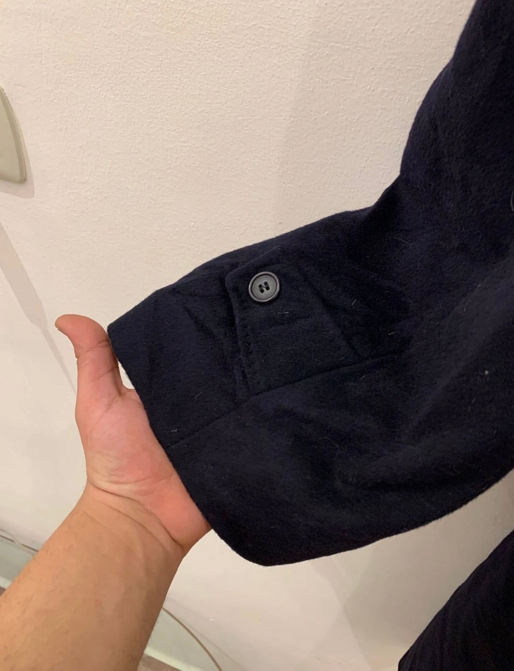 Vintage wool cashmere blend belted navy classic raglan over coat 48R 48L XL
