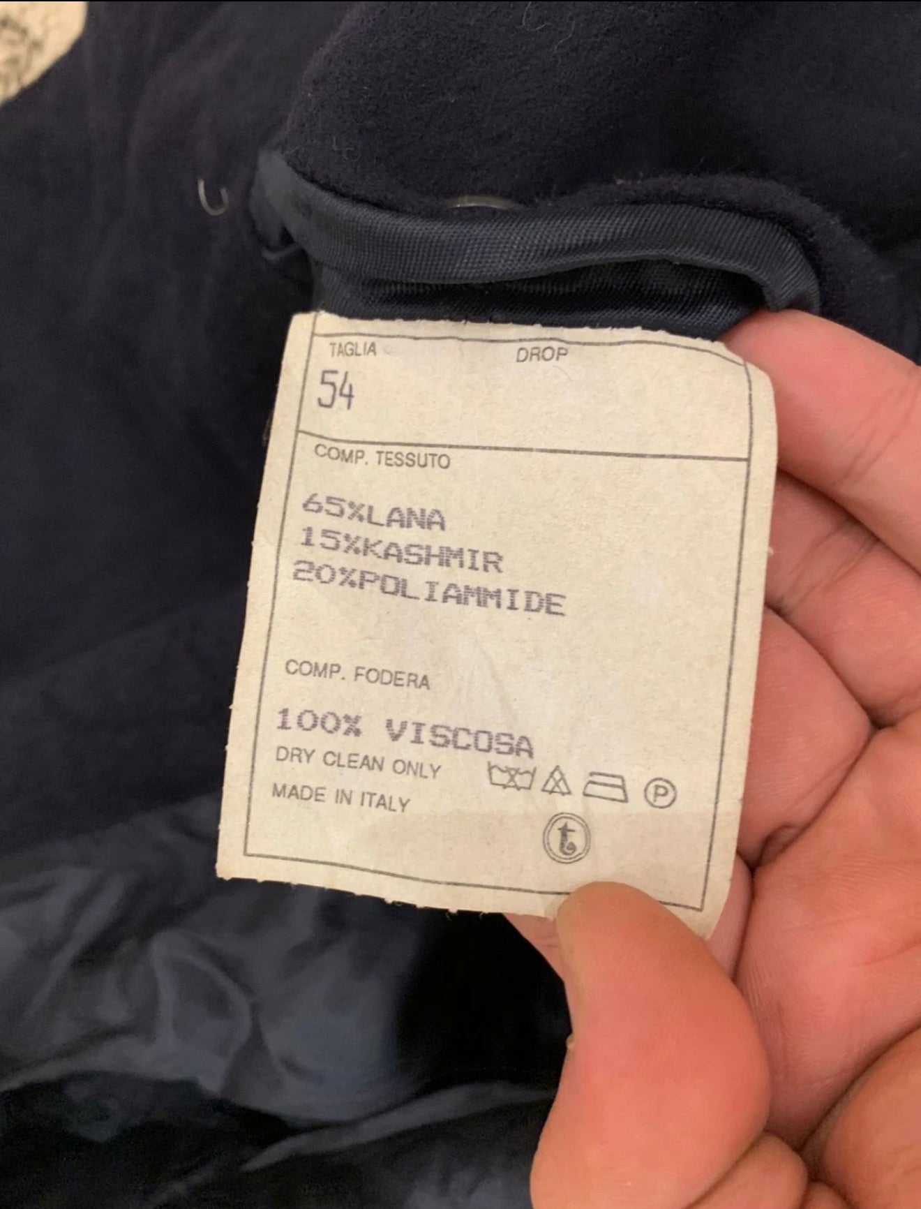 Vintage wool cashmere blend belted navy classic raglan over coat 48R 48L XL