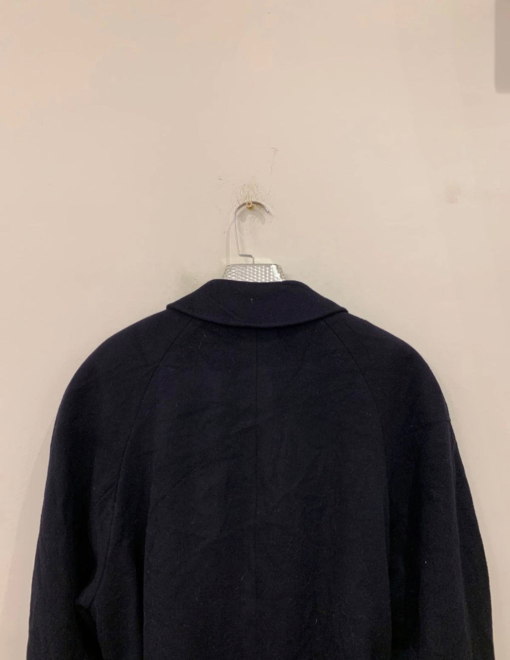 Vintage wool cashmere blend belted navy classic raglan over coat 48R 48L XL