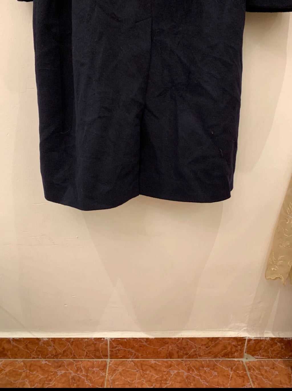 Vintage wool cashmere blend belted navy classic raglan over coat 48R 48L XL