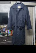 Vintage wool cashmere blend belted navy classic long over coat 44R