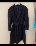 Vintage Wool Cashmere blend double breasted navy belted raglan over coat 46R XL