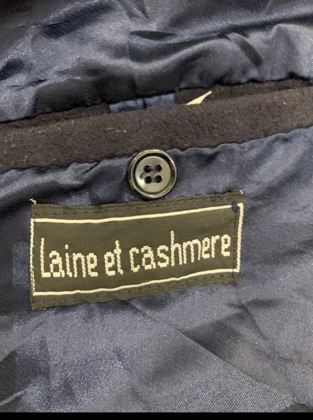 Vintage Wool Cashmere blend double breasted navy belted raglan over coat 46R XL