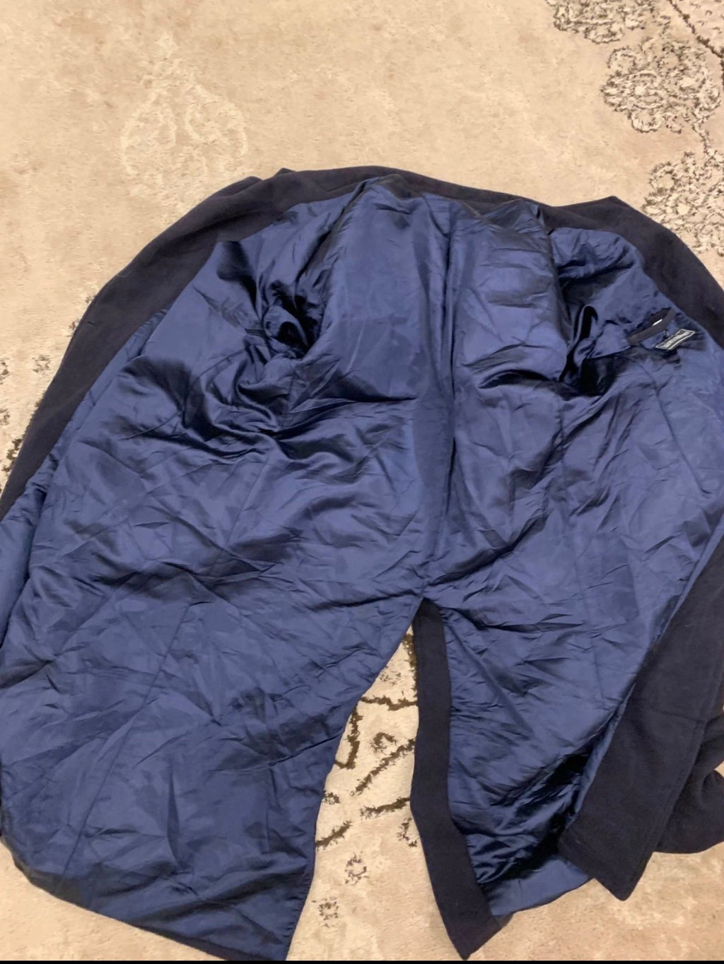 Vintage Wool Cashmere blend double breasted navy belted raglan over coat 46R XL