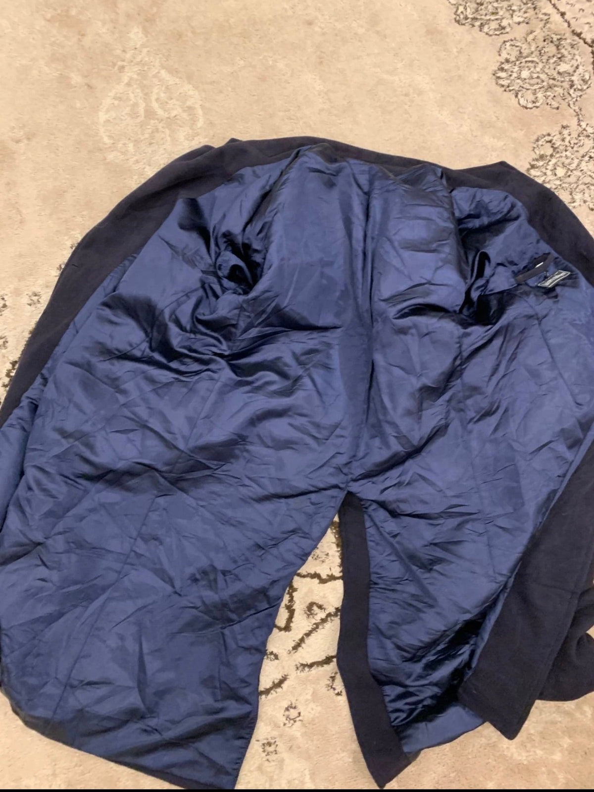 Vintage Wool Cashmere blend double breasted navy belted raglan over coat 46R XL