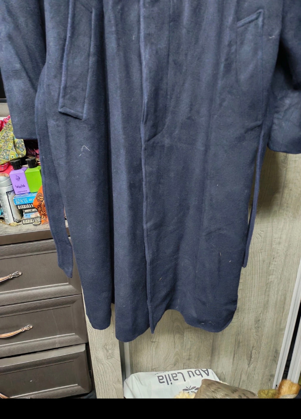 Vintage Freeman's wool cashmere blend belted navy raglan over coat 48R 48S XL