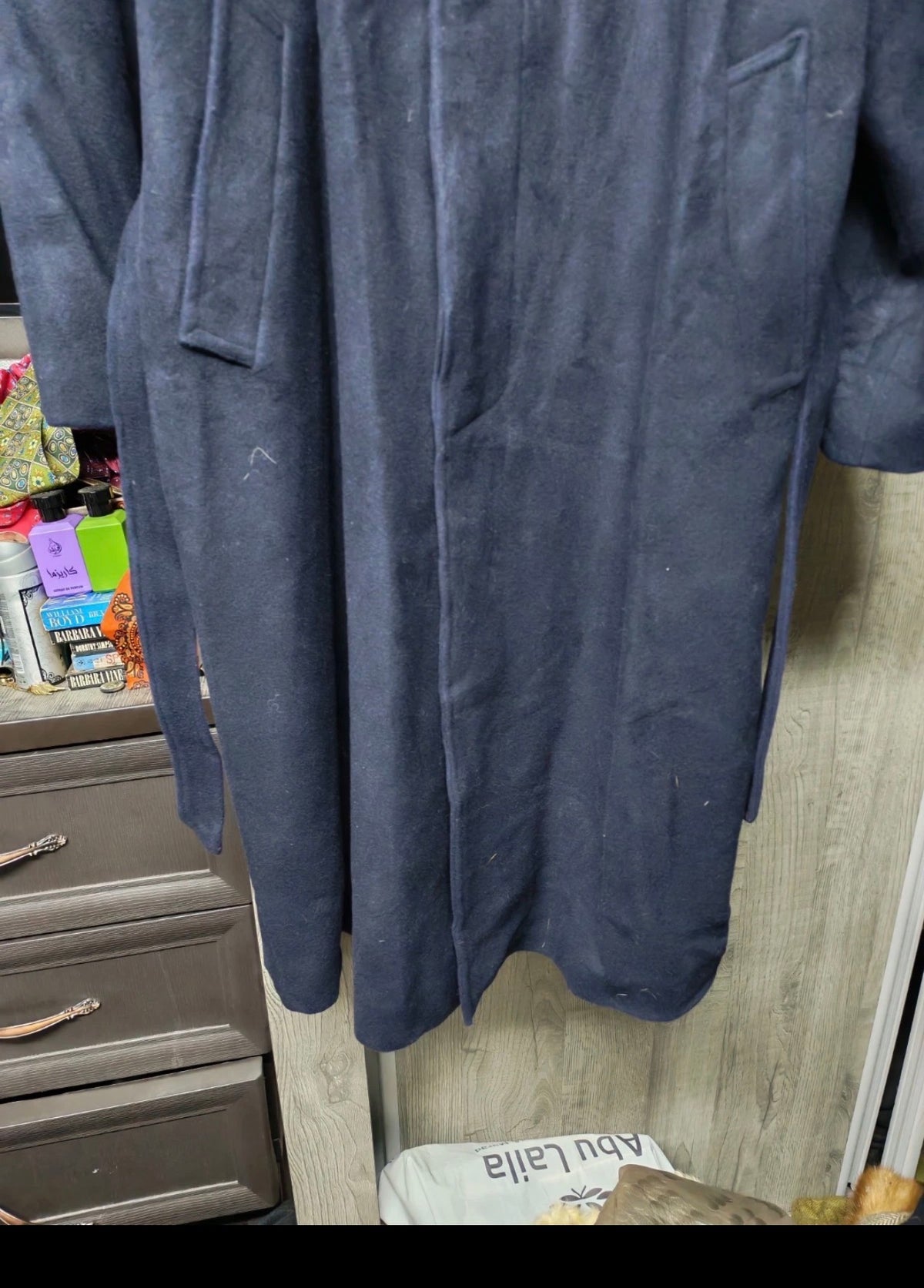 Vintage Freeman's wool cashmere blend belted navy raglan over coat 48R 48S XL