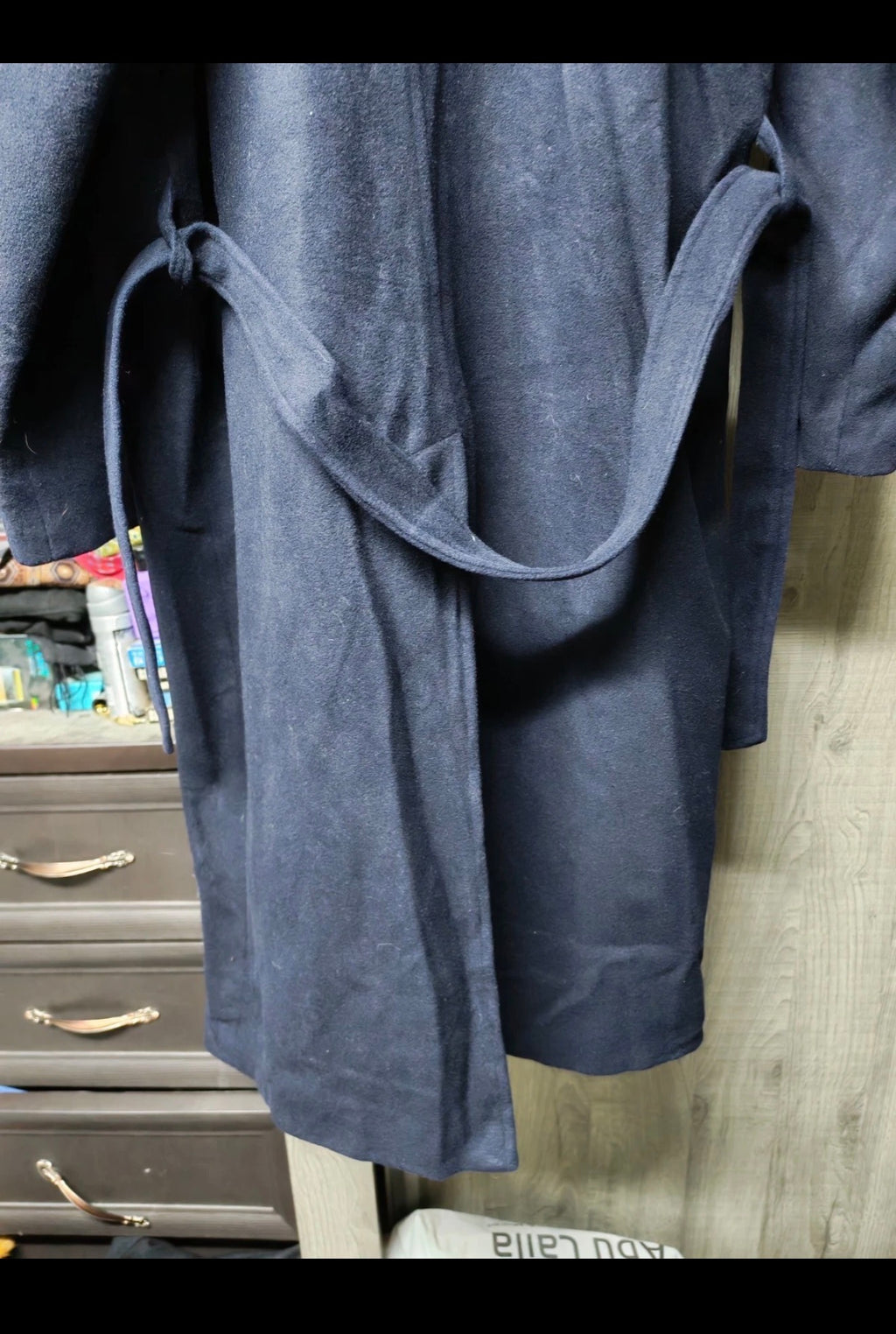 Vintage Freeman's wool cashmere blend belted navy raglan over coat 48R 48S XL