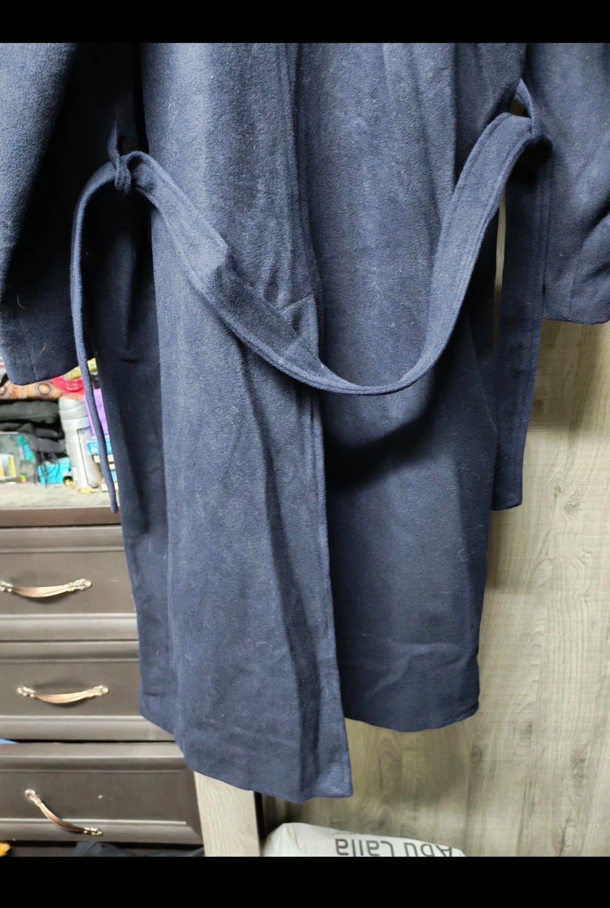 Vintage Freeman's wool cashmere blend belted navy raglan over coat 48R 48S XL