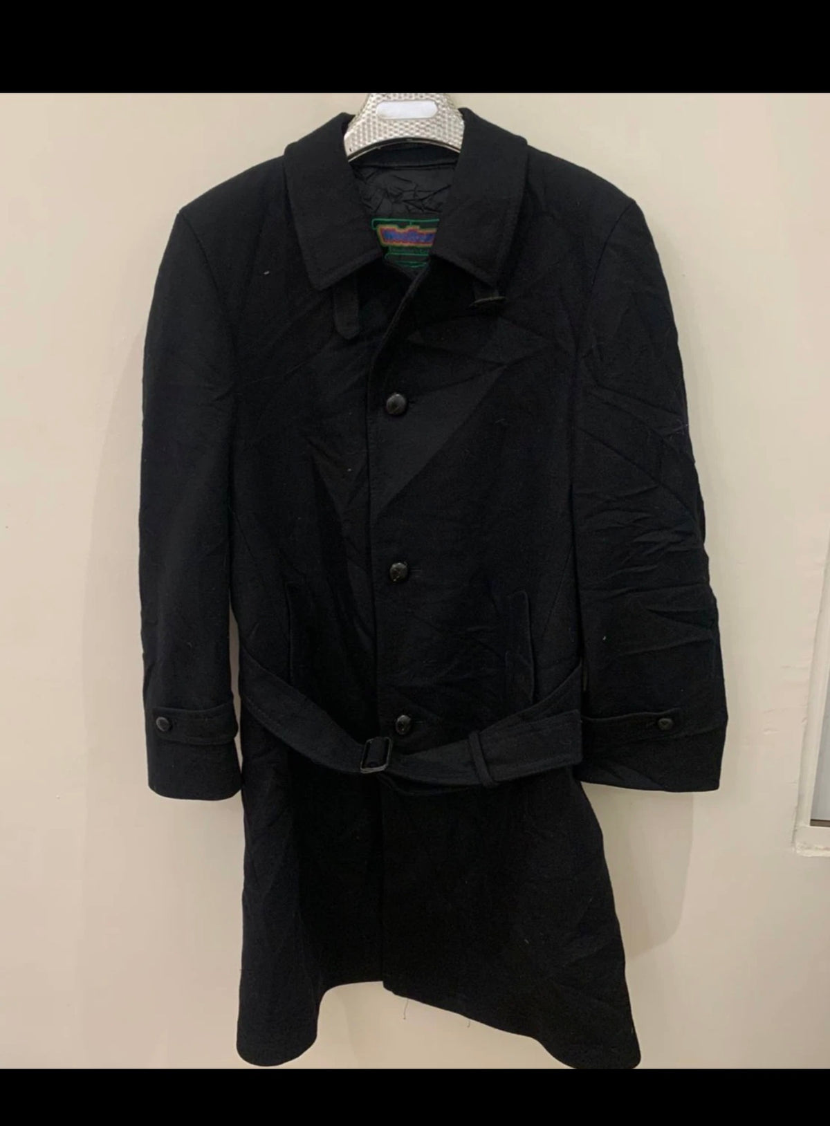 Vintage Westbury pure wool classic black belted over coat 42R