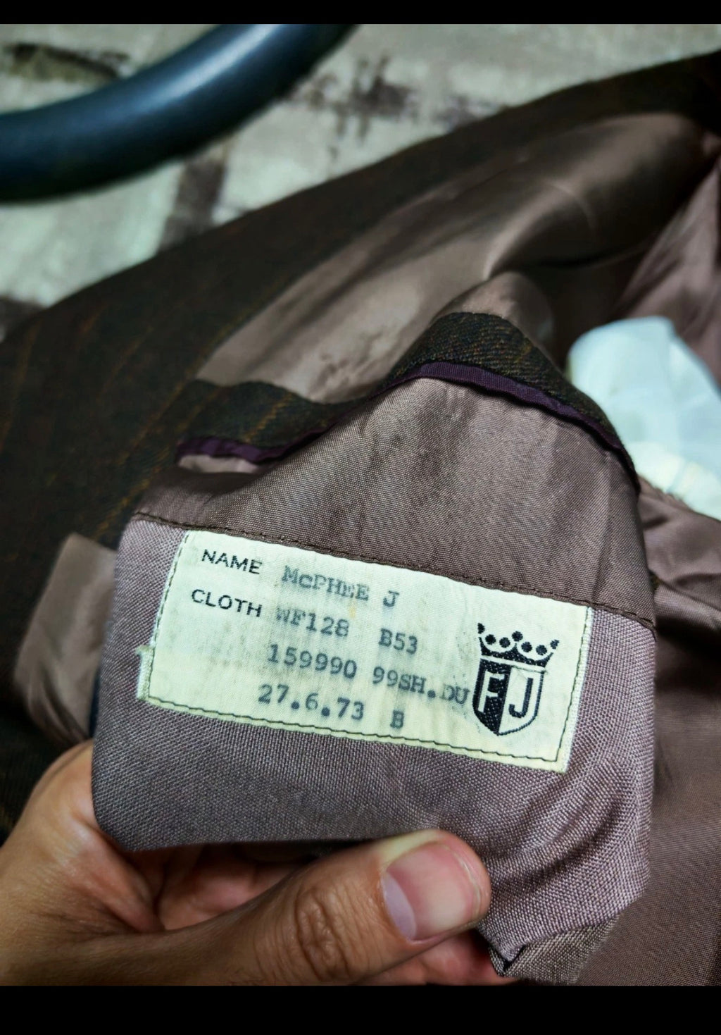 1970s dated vintage pure wool classic brown striped suit jacket blazer 38R