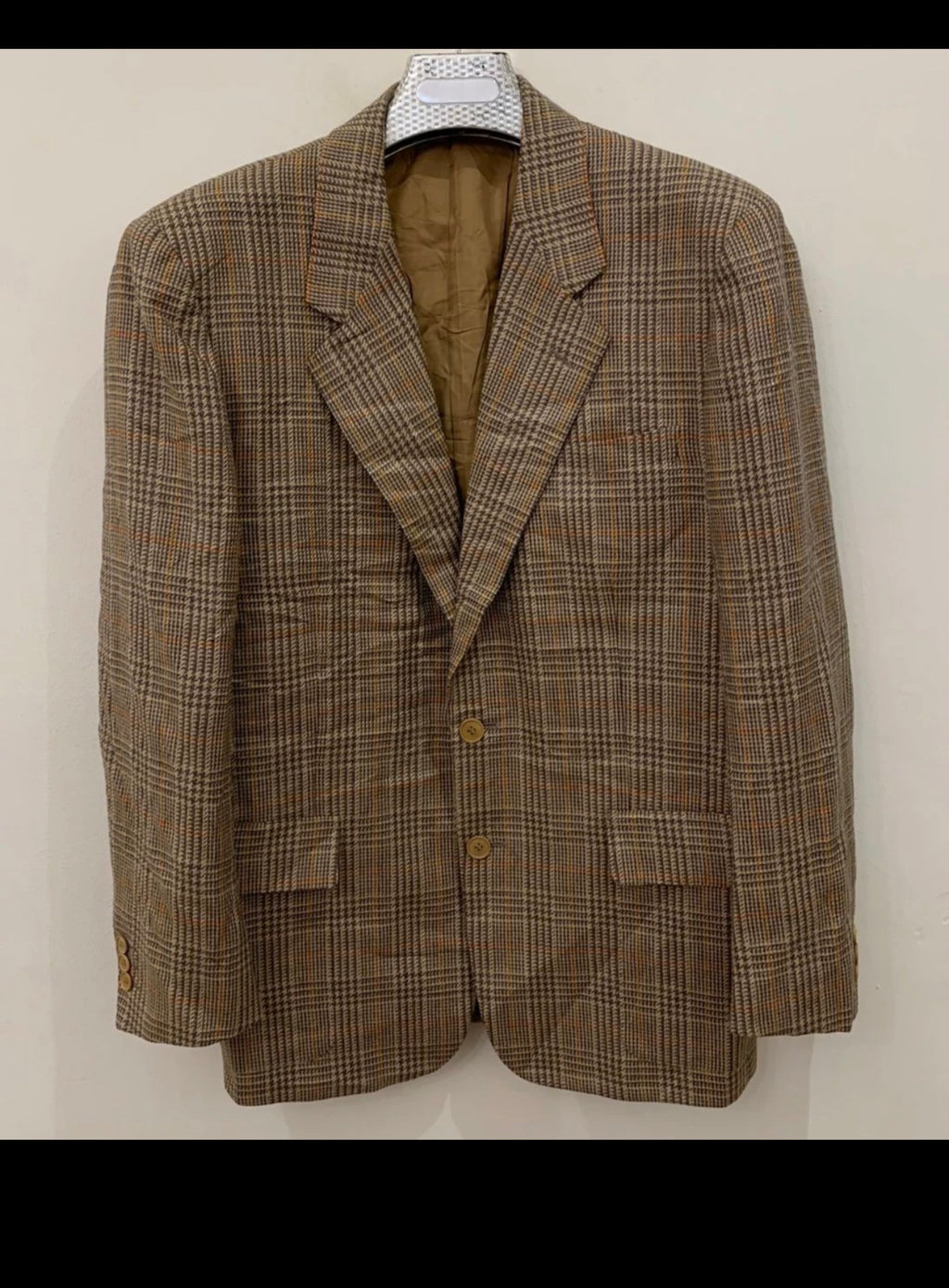 Vintage pure wool glen check brown classic hunting jacket blazer 40R
