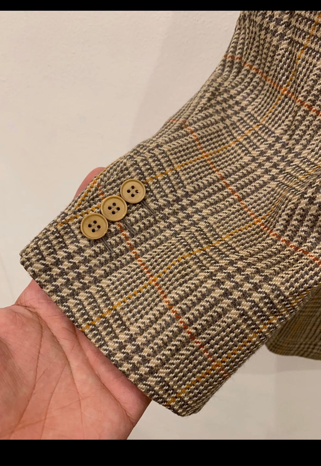 Vintage pure wool glen check brown classic hunting jacket blazer 40R