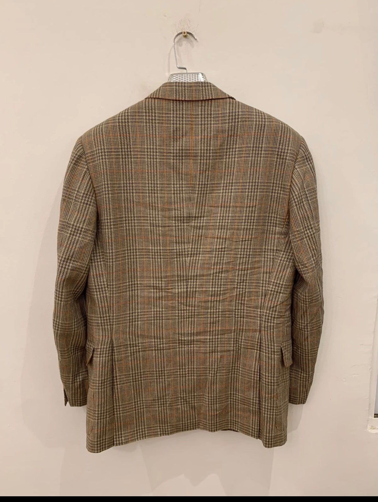 Vintage pure wool glen check brown classic hunting jacket blazer 40R