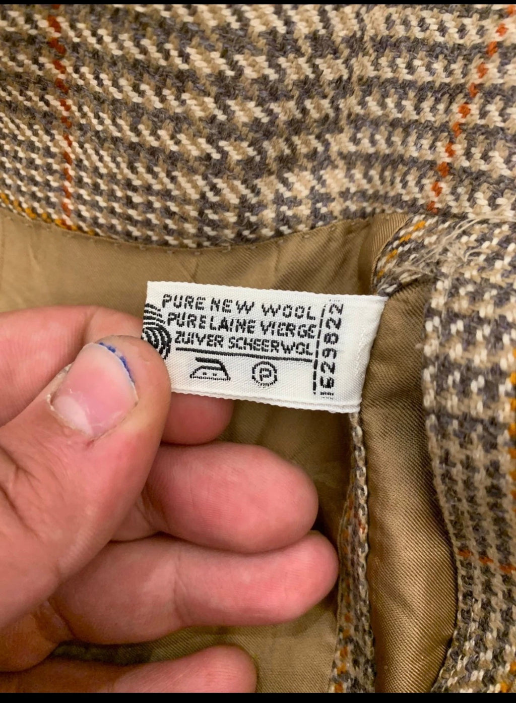 Vintage pure wool glen check brown classic hunting jacket blazer 40R