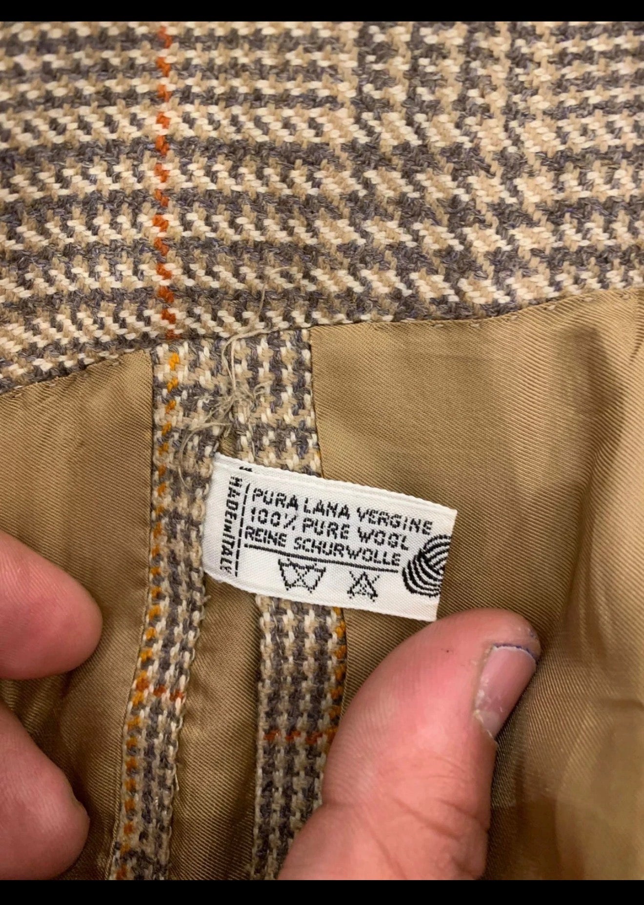 Vintage pure wool glen check brown classic hunting jacket blazer 40R