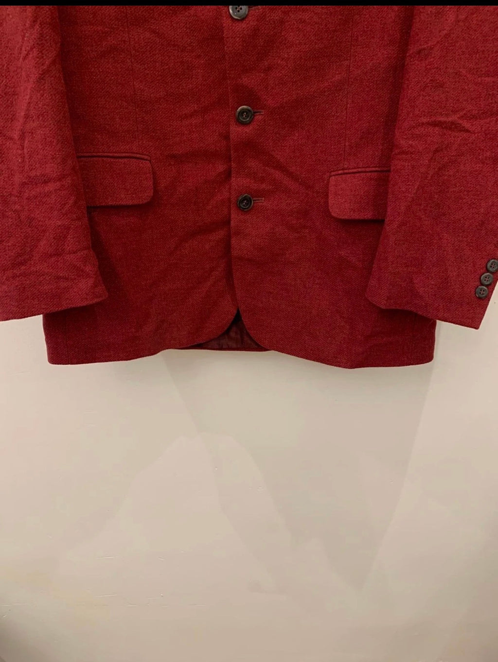 Vintage Stones pure wool tweed classic red burgundy jacket blazer 42R