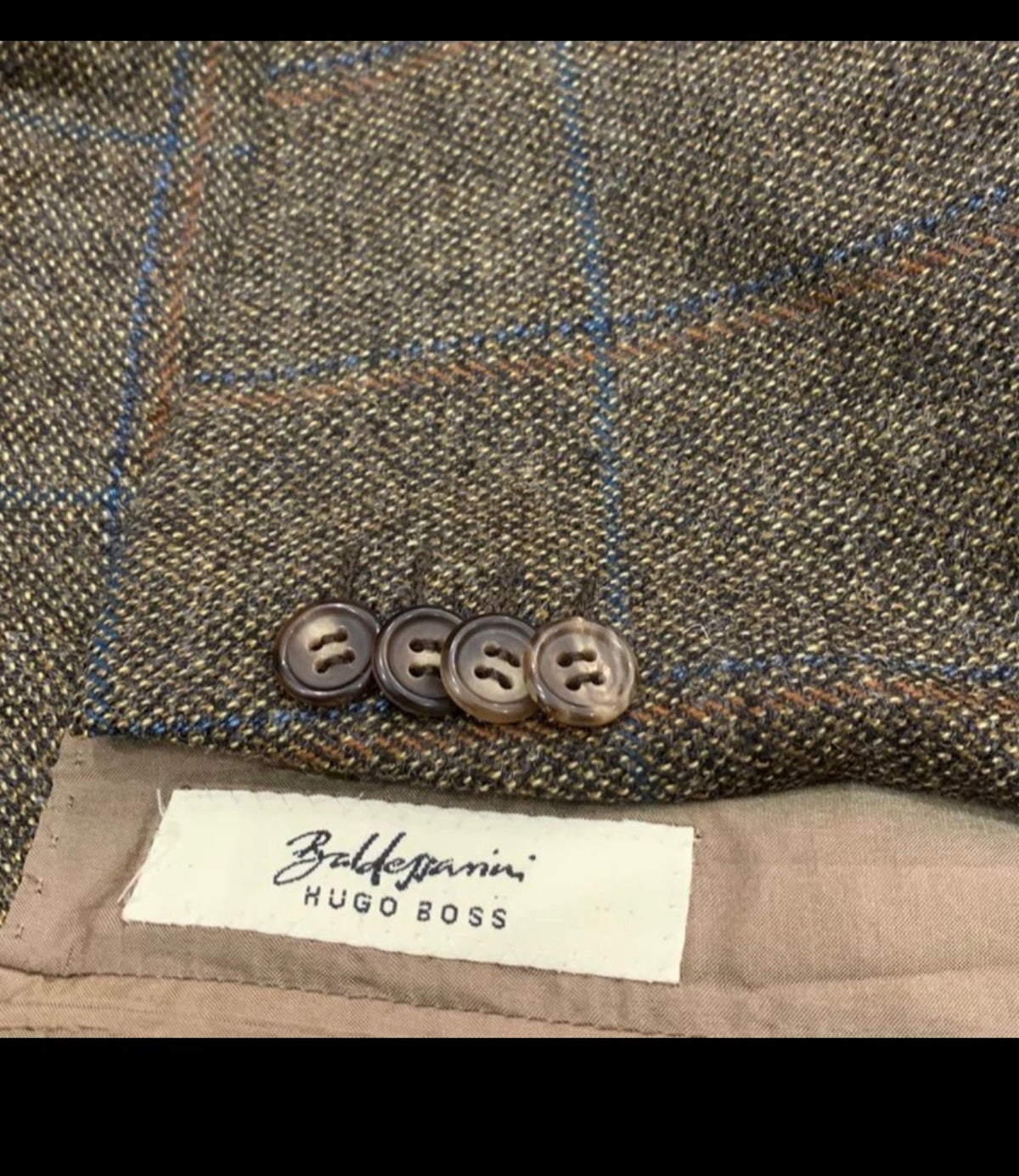 Vintage Hugo Boss Baldessarini pure wool classic Windowpane jacket blazer 44L