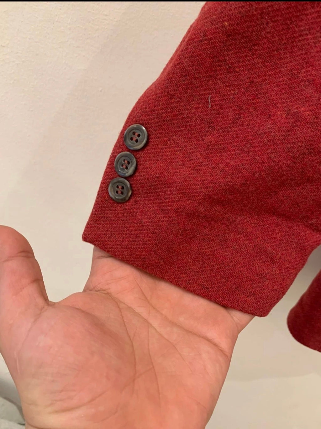 Vintage Stones pure wool tweed classic red burgundy jacket blazer 42R
