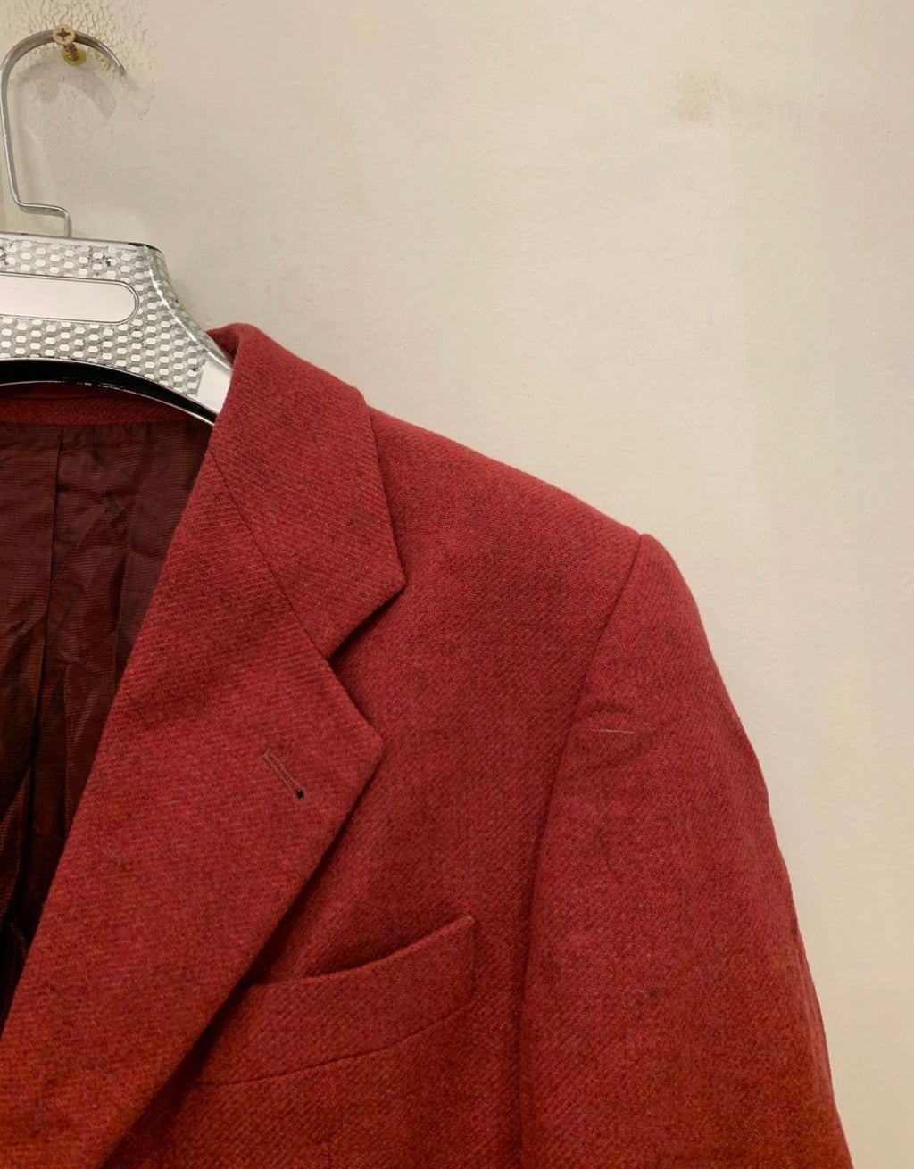 Vintage Stones pure wool tweed classic red burgundy jacket blazer 42R