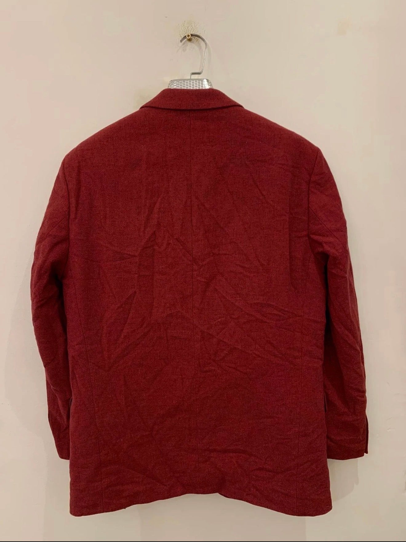 Vintage Stones pure wool tweed classic red burgundy jacket blazer 42R