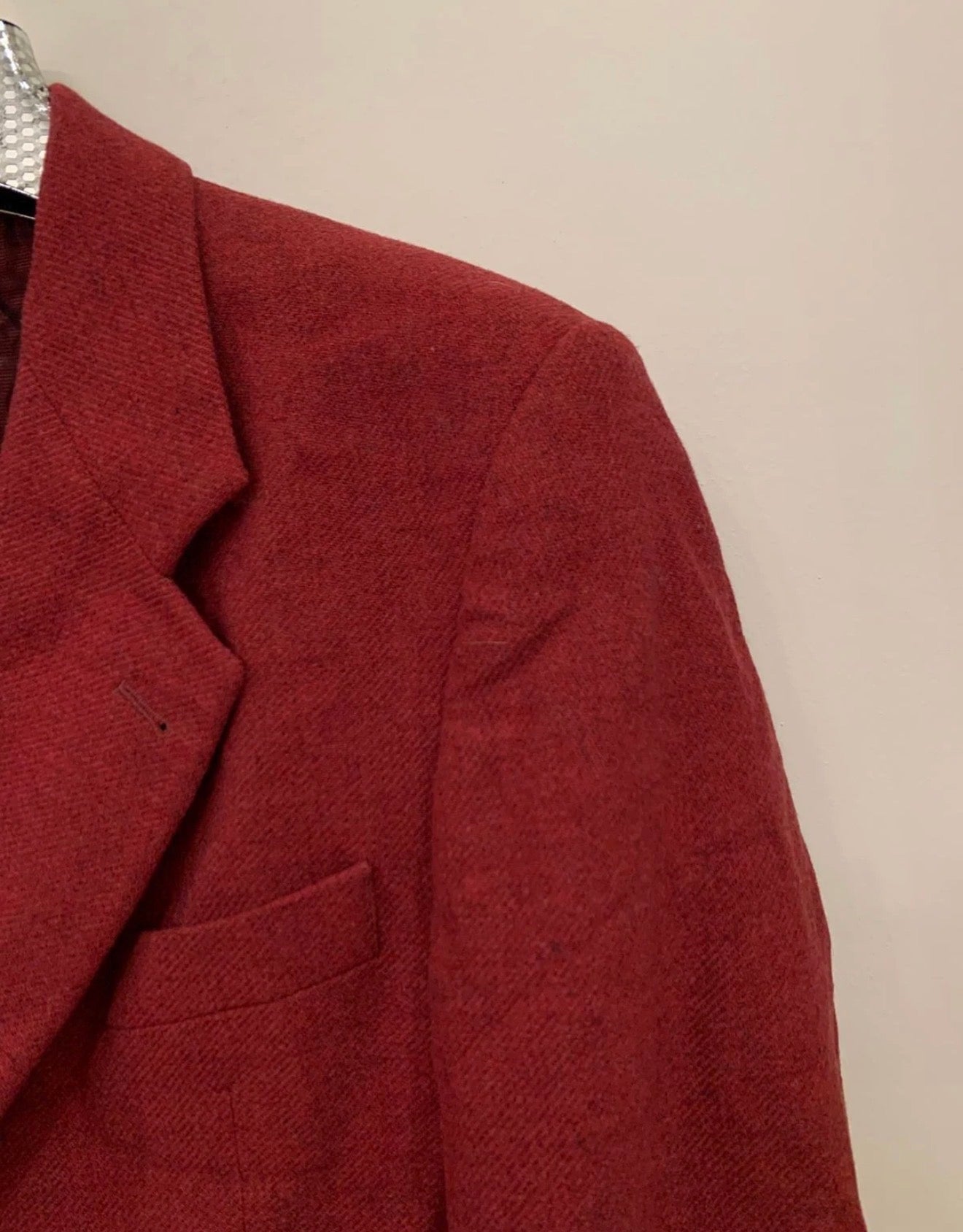 Vintage Stones pure wool tweed classic red burgundy jacket blazer 42R