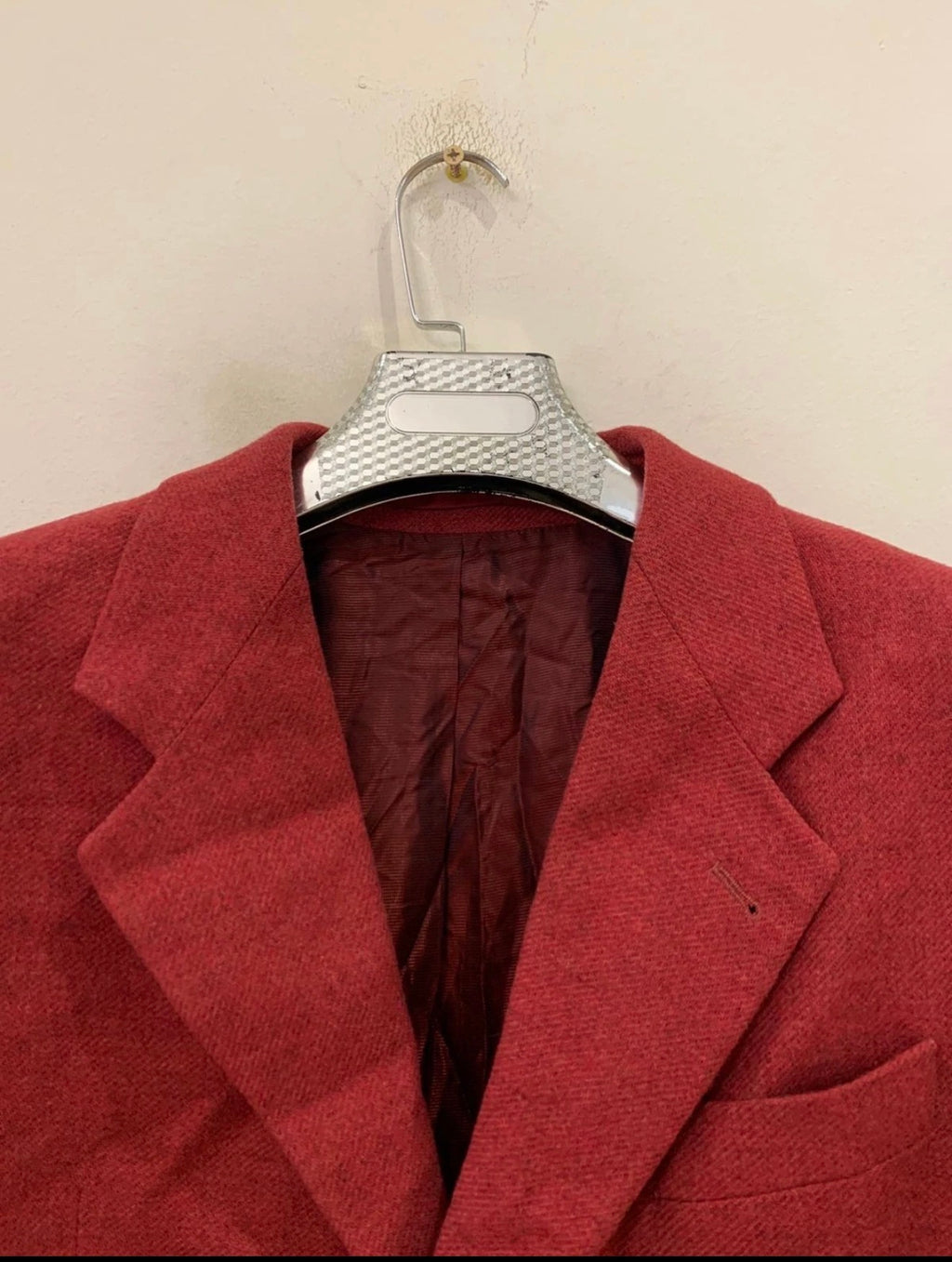 Vintage Stones pure wool tweed classic red burgundy jacket blazer 42R