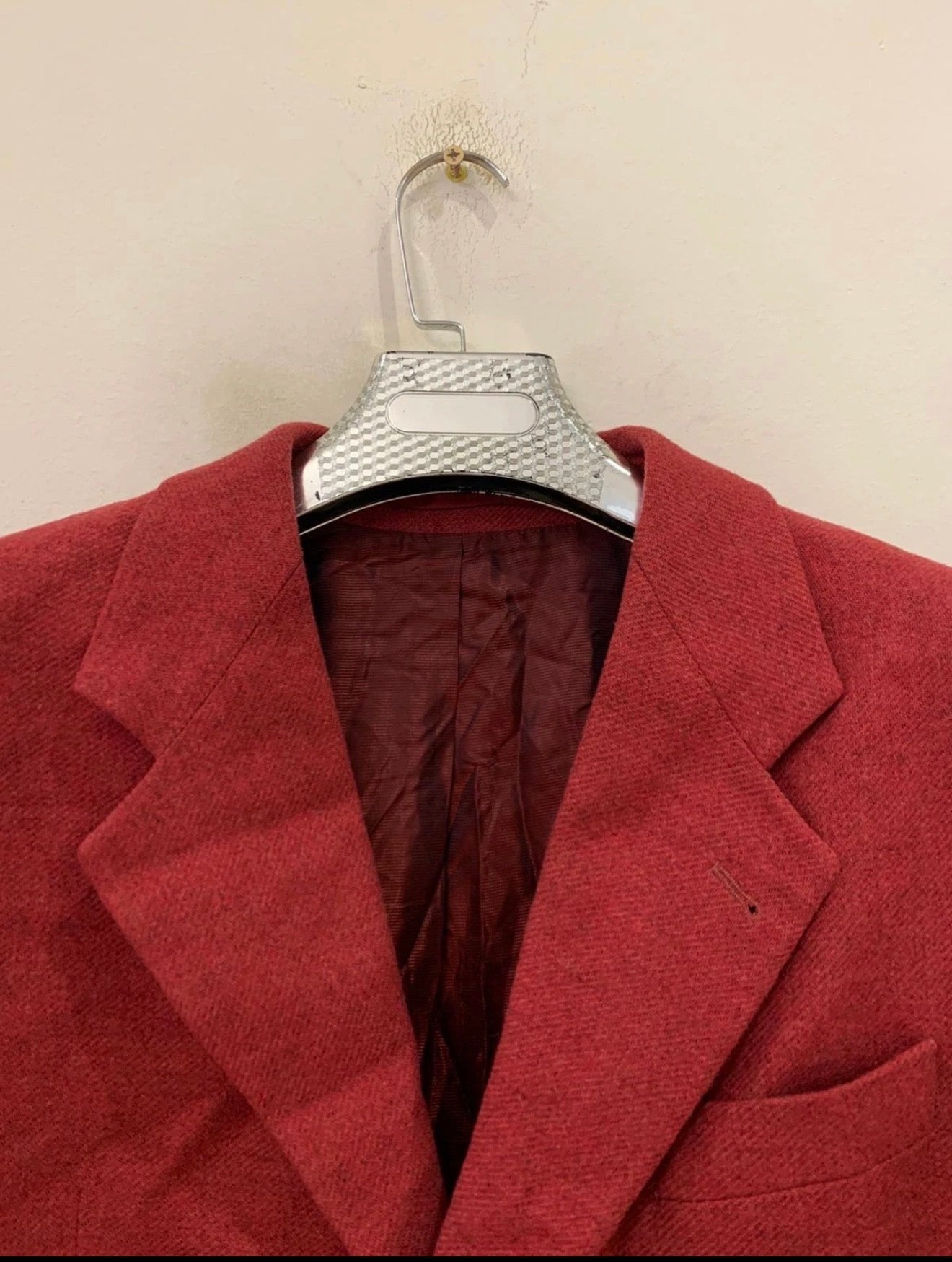 Vintage Stones pure wool tweed classic red burgundy jacket blazer 42R