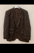 Vintage pure wool camouflage plaid classic brown jacket blazer 50R 50L 2XL