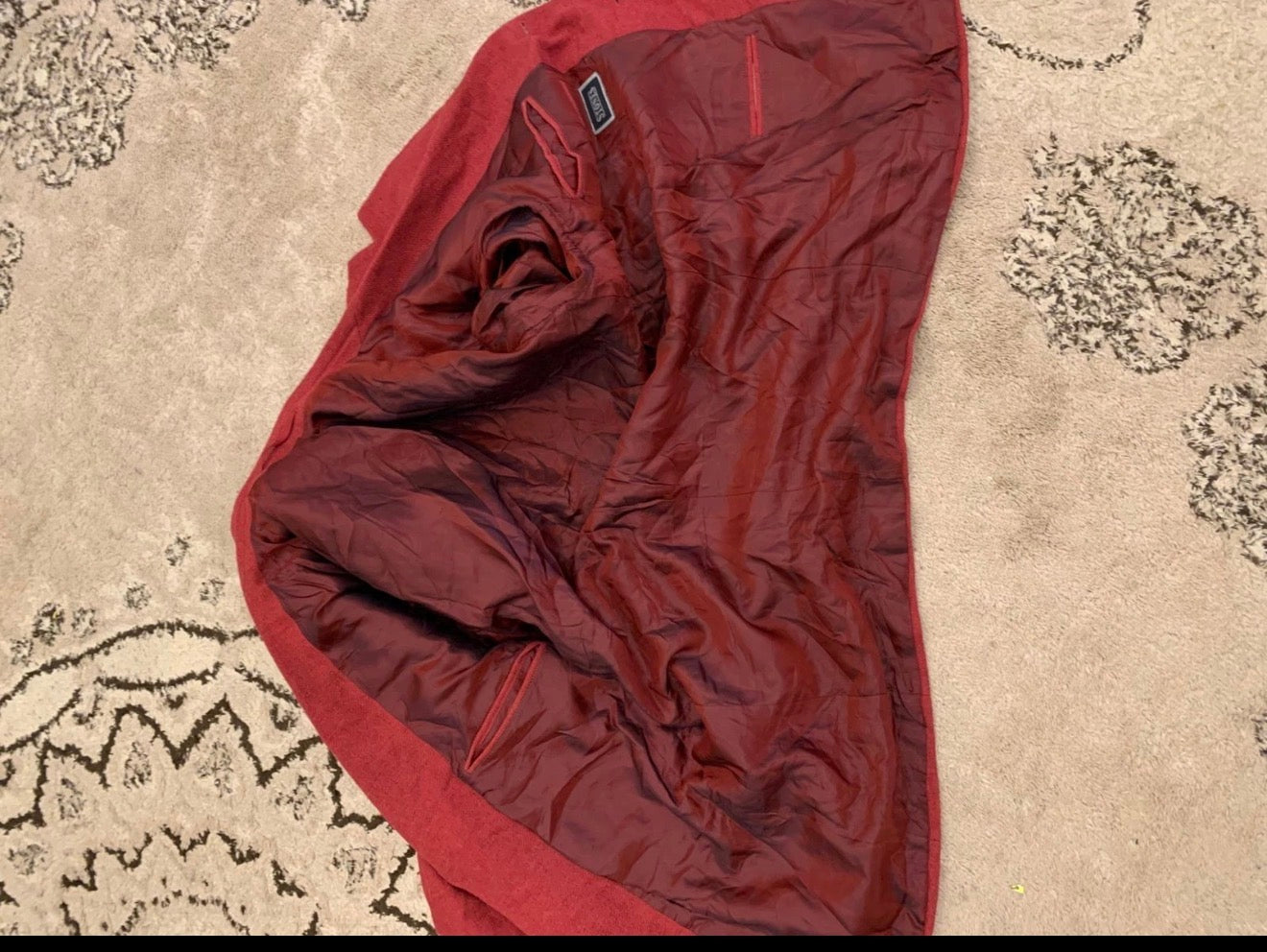 Vintage Stones pure wool tweed classic red burgundy jacket blazer 42R