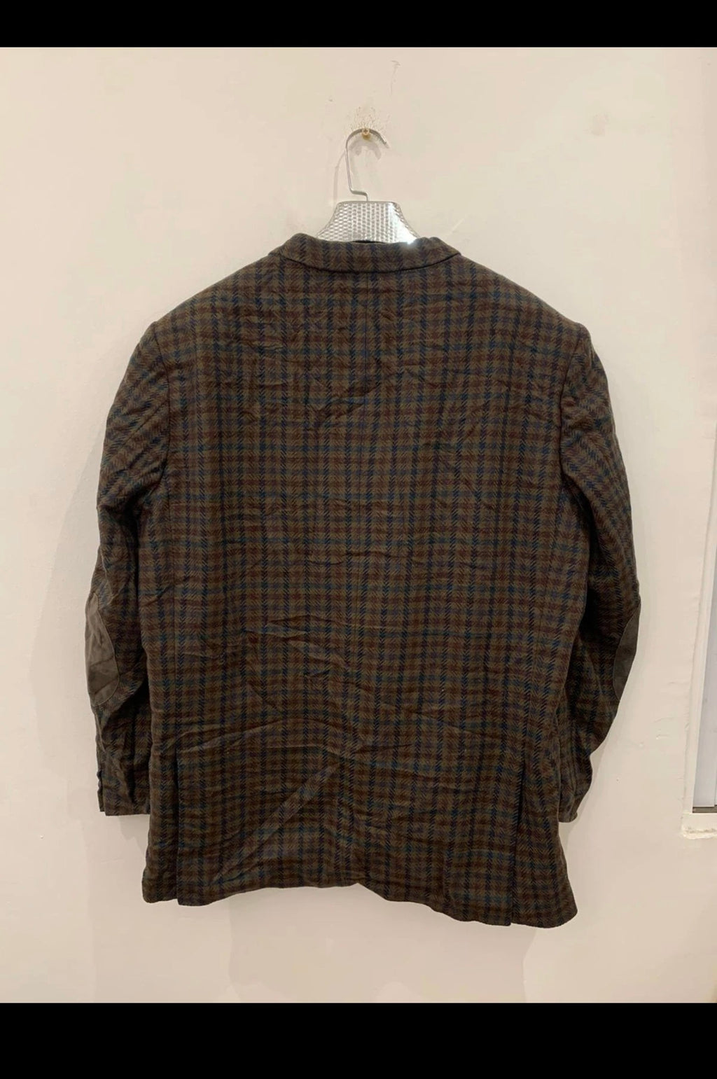 Vintage pure wool camouflage plaid classic brown jacket blazer 50R 50L 2XL