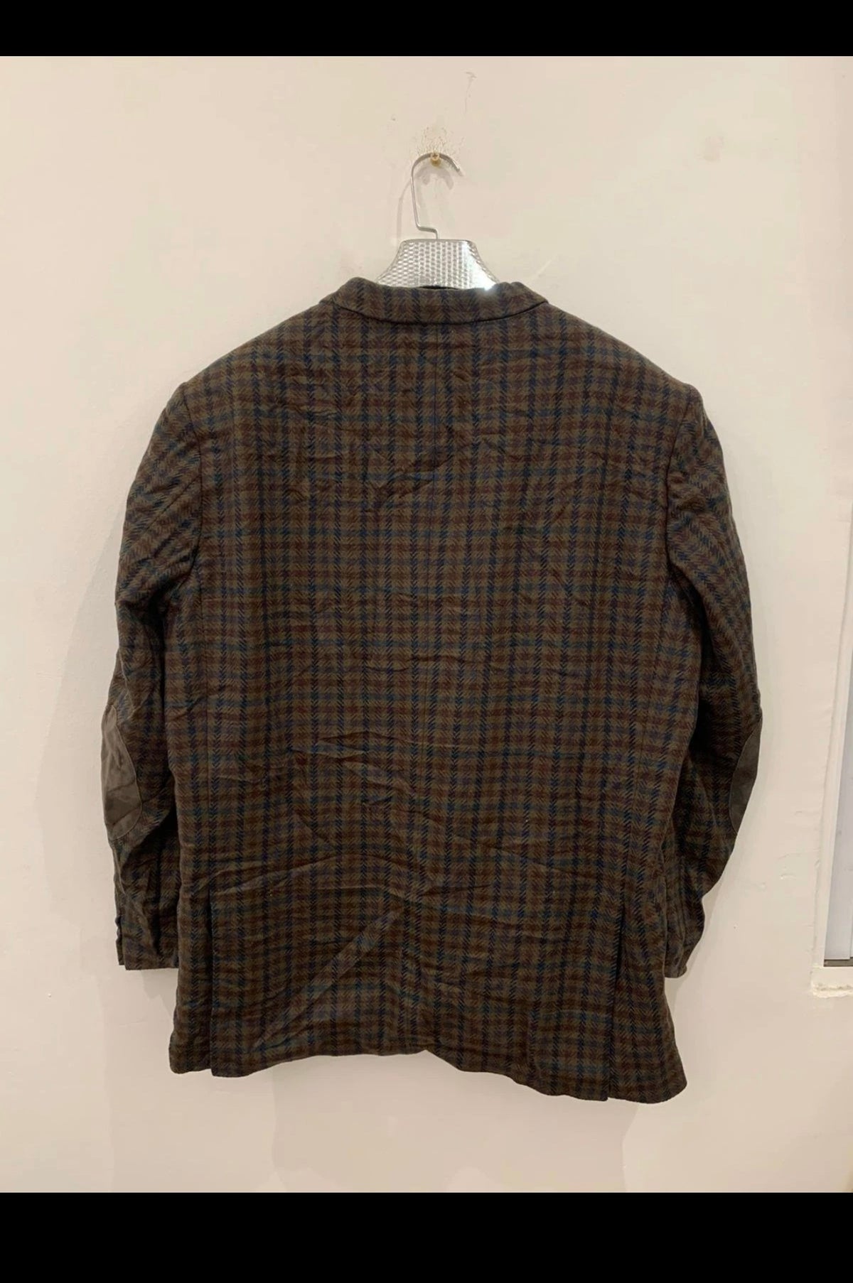 Vintage pure wool camouflage plaid classic brown jacket blazer 50R 50L 2XL