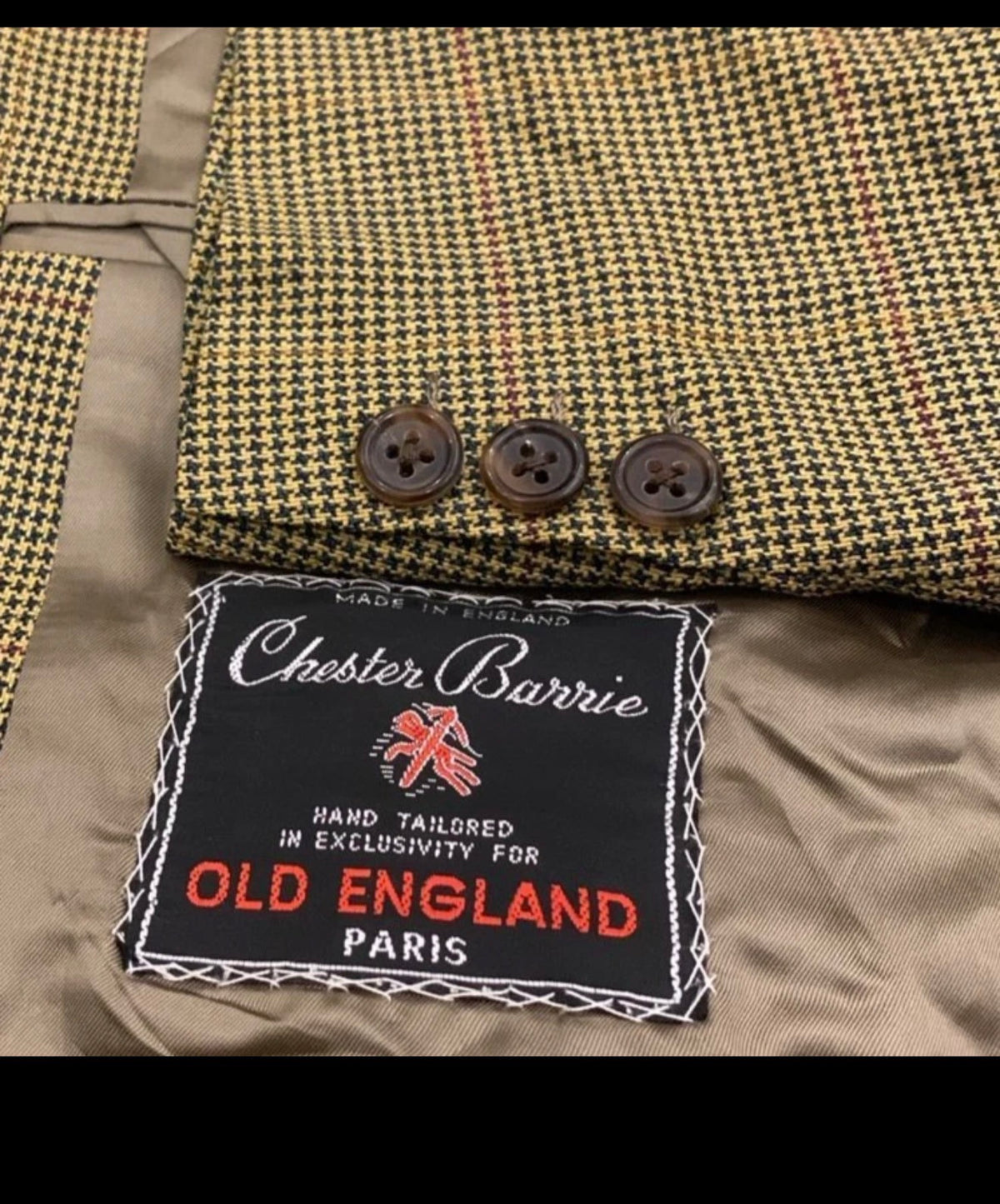 Vintage Chester Barrie 100% pure wool classic houndstooth jacket blazer 44R