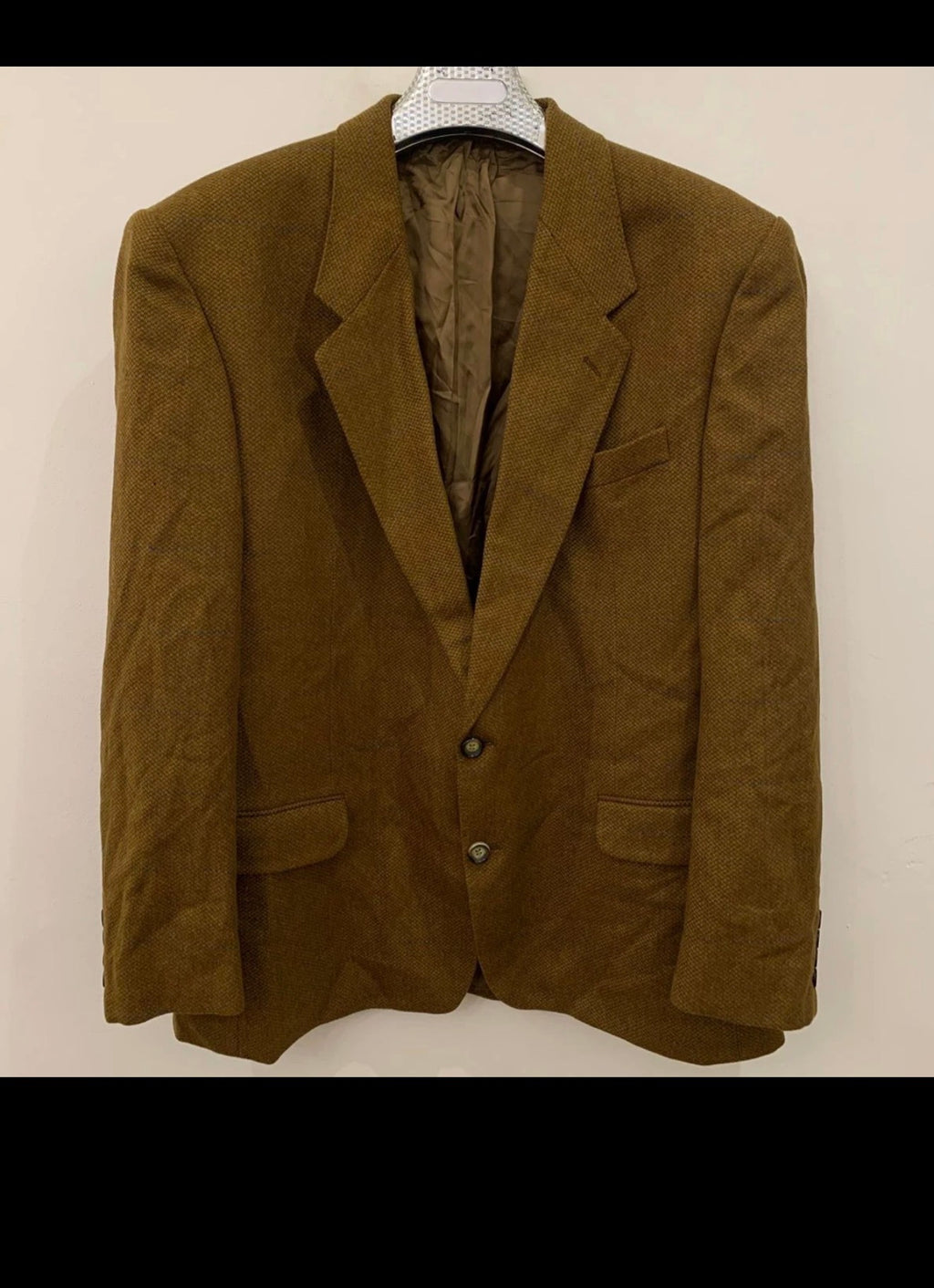 Vintage De Fursac pure wool classic Cumin brown jacket blazer 46R 46L XL