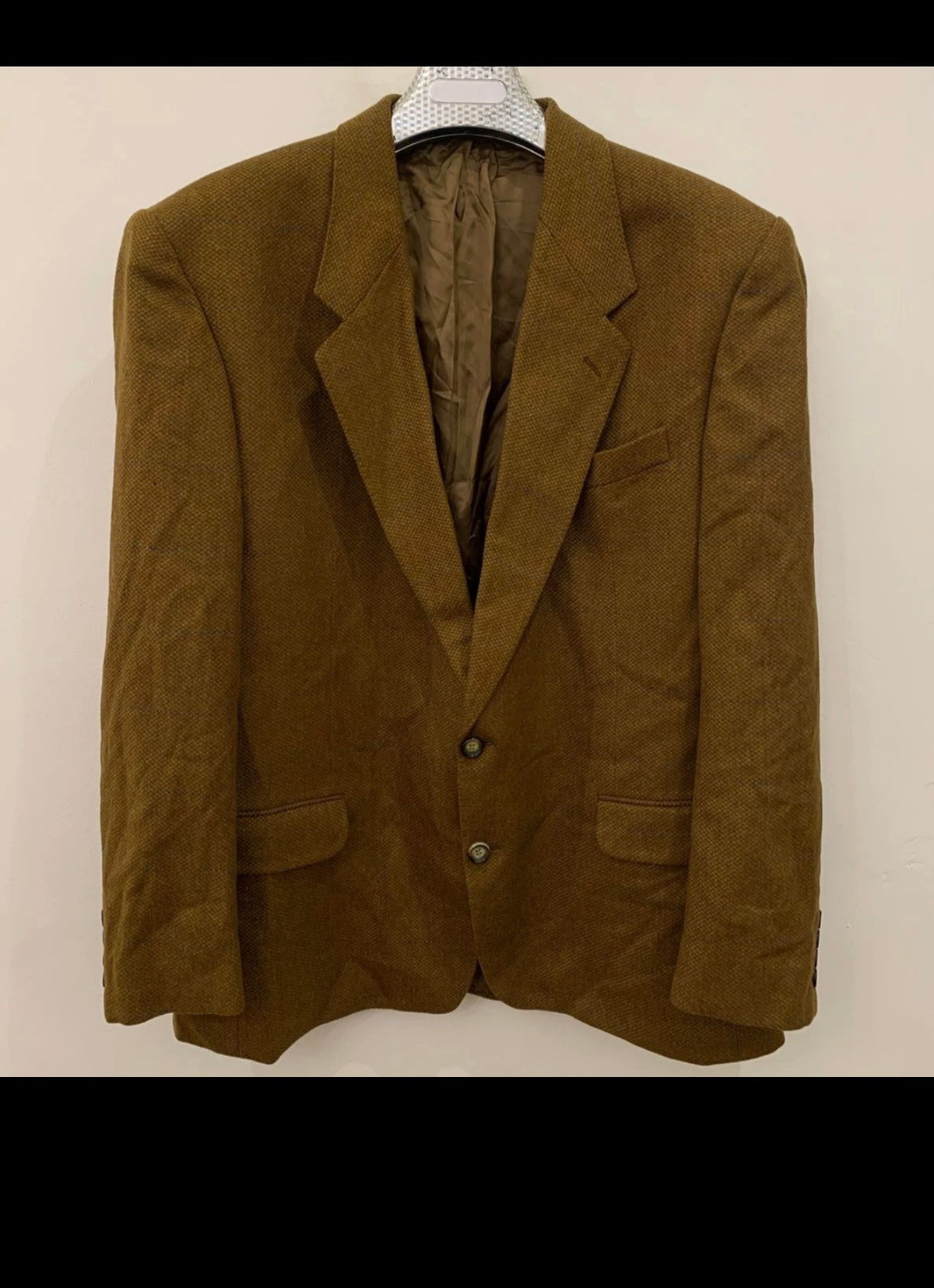 Vintage De Fursac pure wool classic Cumin brown jacket blazer 46R 46L XL